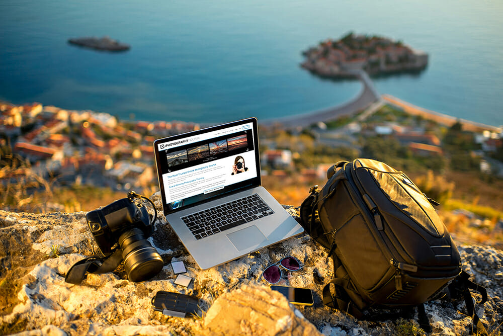 travel camera photography bag laptop camera cliff landscape