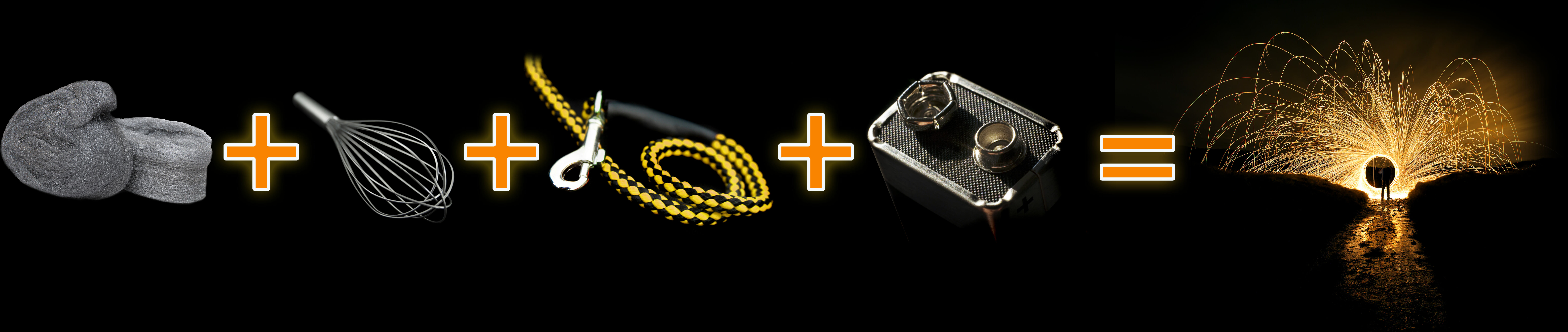 wire wool fire embers battery whisk dog lead 9v light tricks photography