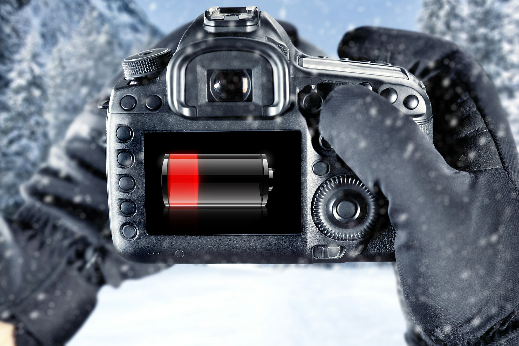 camera battery low drain cold weather snow winter