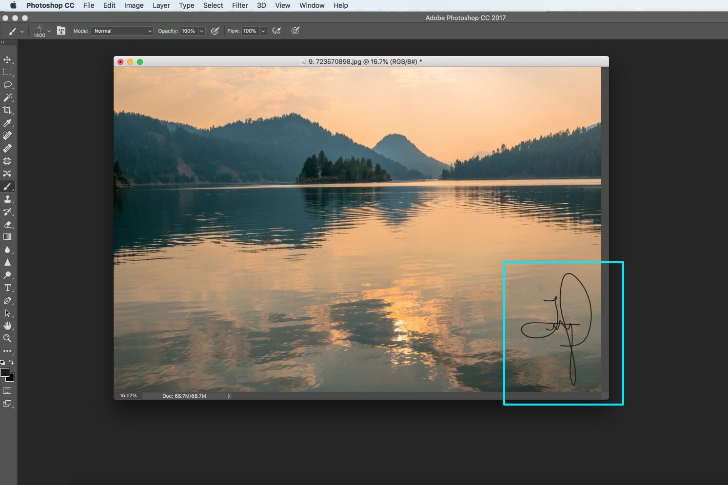 photoshop landscape photograph water mountains orange screenshot