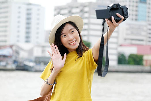 lady taking self portrait photographer