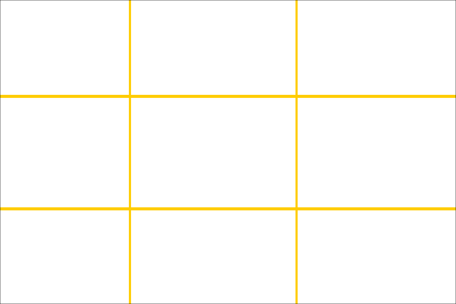 yellow lines grid of 9 areas