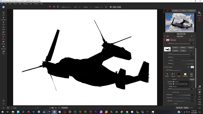 Scott Dunham Copyright 2020 Aviation photography editing screenshot 5 luminosity mask
