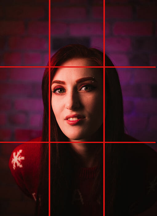 a portrait with purple hue a rule of thirds example