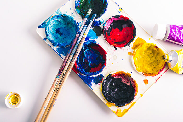 painting flat lay