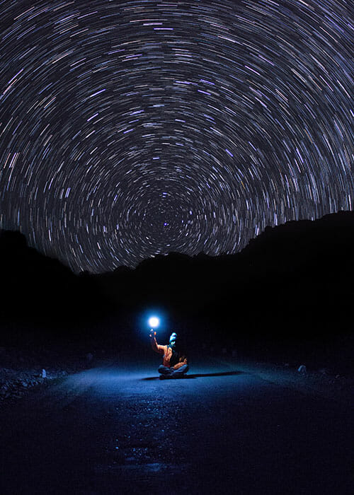 light trails with a person
