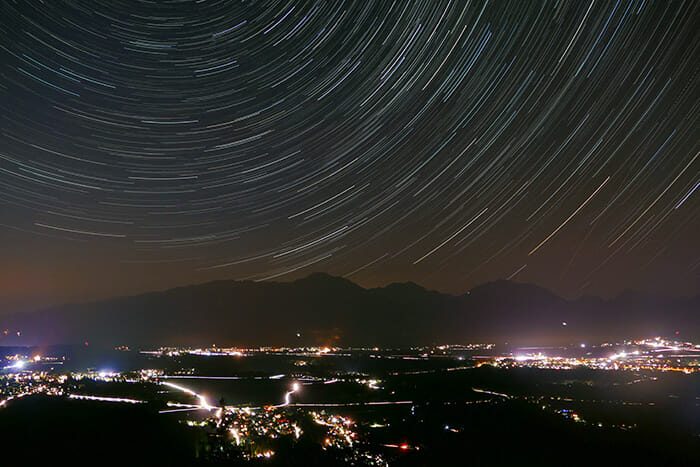 city scape with stars