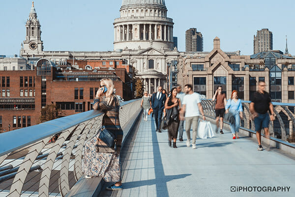 iPhotography Copyright 2020 photography ghosting on the millenium bridge st pauls cathedral london