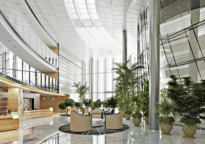 Large,Open,Concept,Contemporary,Atrium,Style,Resort,Lobby,Interior.,3d architectural photography tutorial image 3