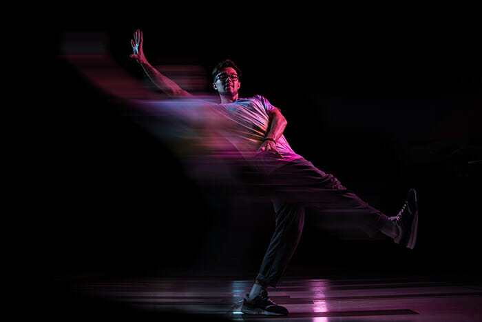 Professional,Break,Dancer,Jumping,,Practicing,Modern,Hip-hop,Dance,In,Pink Flash Photography Tutorial Rear Curtain Sync