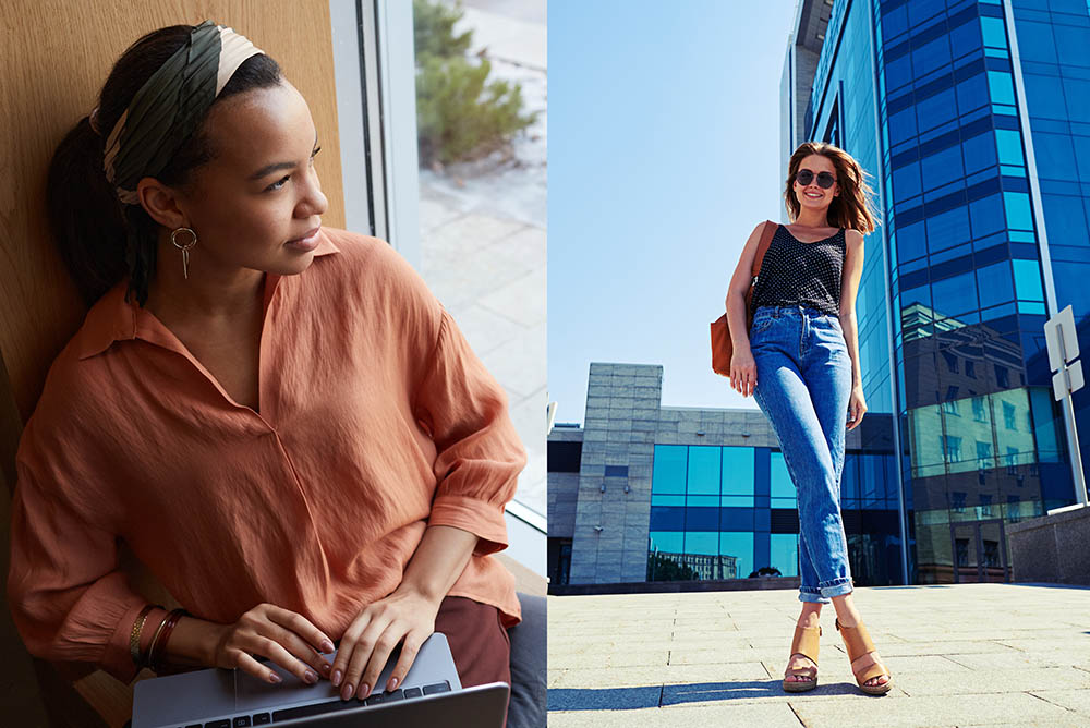 Slim,Attractive,Young,Woman,In,Casual,Clothes,And,Sunglasses,On Female portrait photography high angle poses and low angle poses